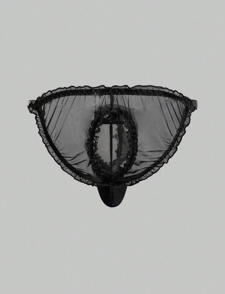 Noir Ruffle Mesh Brief